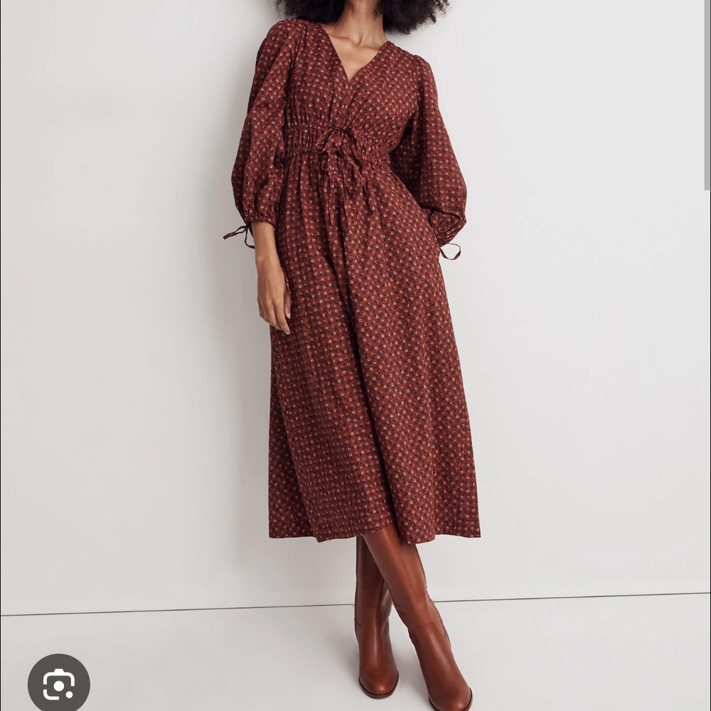 Madewell Sophia Tie Front Midi Dress